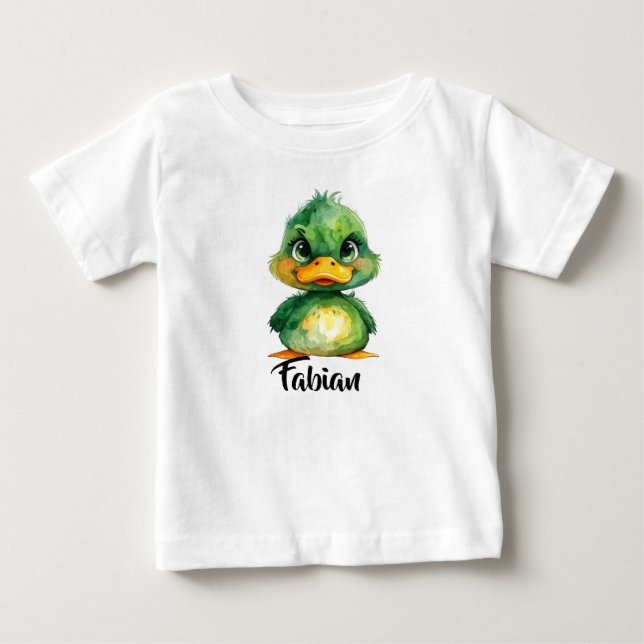 T-shirt Pour Bébé Petit canard vert (Devant)