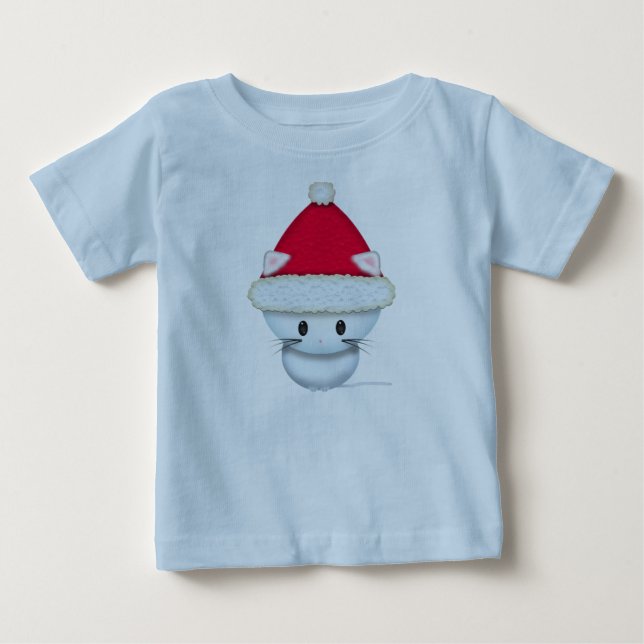 T-shirt Pour Bébé Petit chaton de Noël (Devant)