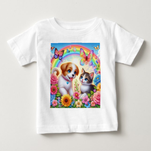 T-shirt Pour Bébé Petit chiot/chiot/chaton (Devant)