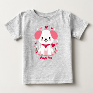 T-shirt Pour Bébé Petit chiot de la Saint-Valentin