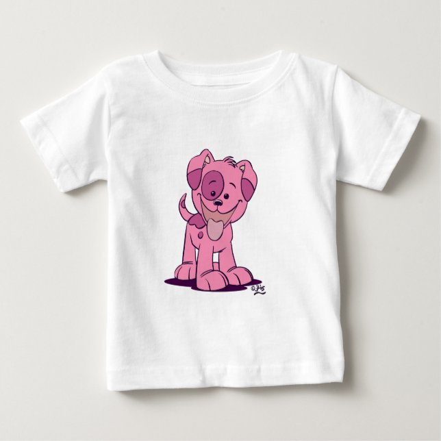 T-shirt Pour Bébé Petit chiot rose Vêtement bébé (Devant)
