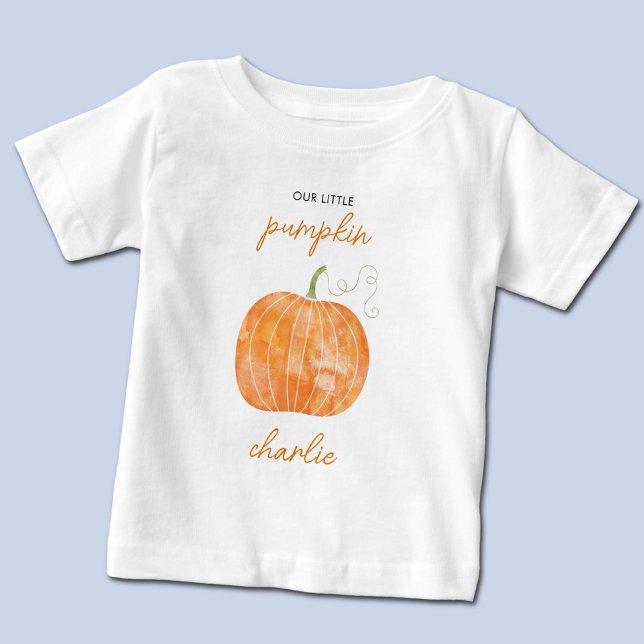 T-shirt Pour Bébé Petit Citrouille Automne Personnalisé (Little pumpkin personalized name t-shirt)