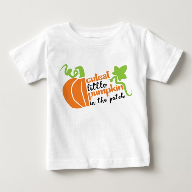 T-shirt Pour Bébé Petit Citrouille cutest dans le Patch Automne (Devant)