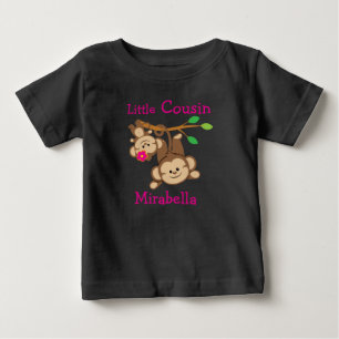 T-shirt Pour Bébé Petit Cousin Personnalisé Garçon, Fille Singes Pet