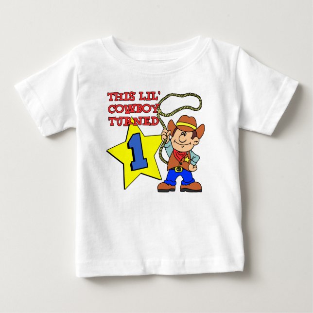 T-shirt Pour Bébé Petit Cow-boy a un an (Devant)