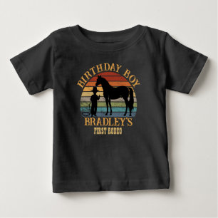 T-shirt Pour Bébé Petit cowboy vintage coucher de soleil garçons