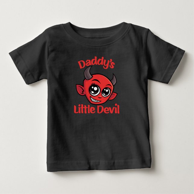 T-shirt Pour Bébé Petit Daddy's Little Devil Design (Devant)