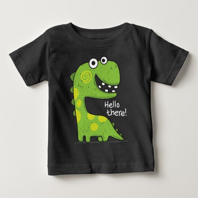 T-shirt Pour Bébé Petit dino vert (Devant)