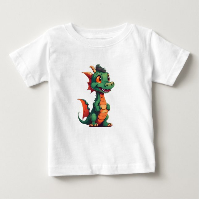 T-shirt Pour Bébé petit dragon vert (Devant)
