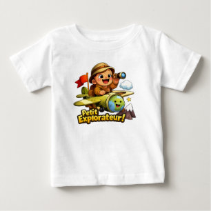 T-shirt Pour Bébé Petit Explorateur Aventure de Bébé Mignonne Illust