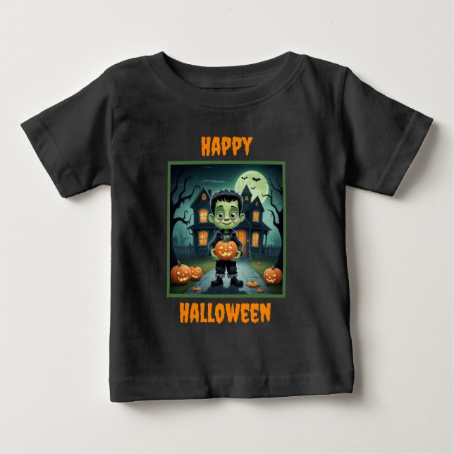 T-shirt Pour Bébé Petit Frankenstein Halloween (Devant)