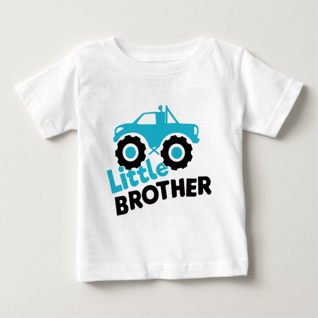 T-shirt Pour Bébé Petit frère camion monstre (Devant)
