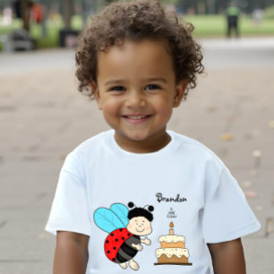 T-shirt Pour Bébé Petit garçon coccinelle au gâteau