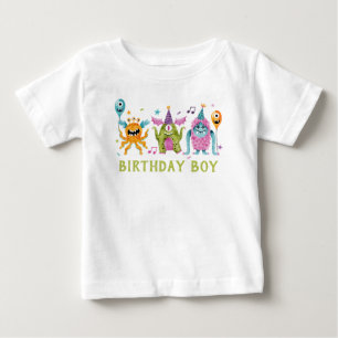 T-shirt Pour Bébé Petit garçon d'anniversaire monstre 