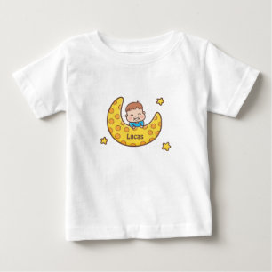 T-shirt Pour Bébé Petit garçon sur la Lune Baby Tee