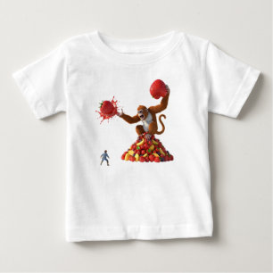 T-shirt Pour Bébé Petit héros face à un singe géant gardant une frai