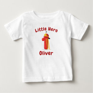 T-shirt Pour Bébé Petit héros pompier Premier Anniversaire