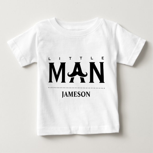 T-shirt Pour Bébé Petit homme drôle moustache nom personnalisé (Devant)