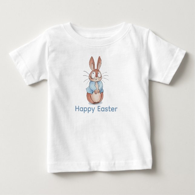 T-shirt Pour Bébé Petit Lapin Fou Joyeux Pâques (Devant)