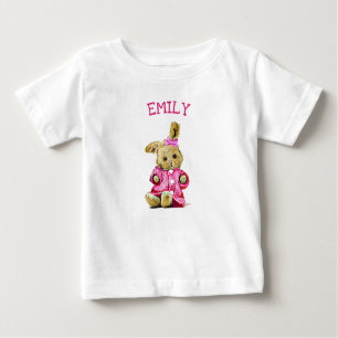 T-shirt Pour Bébé Petit lapin rose personnalisé Chemise de bébé
