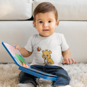 T-shirt Pour Bébé petit lion mignon avec oiseau