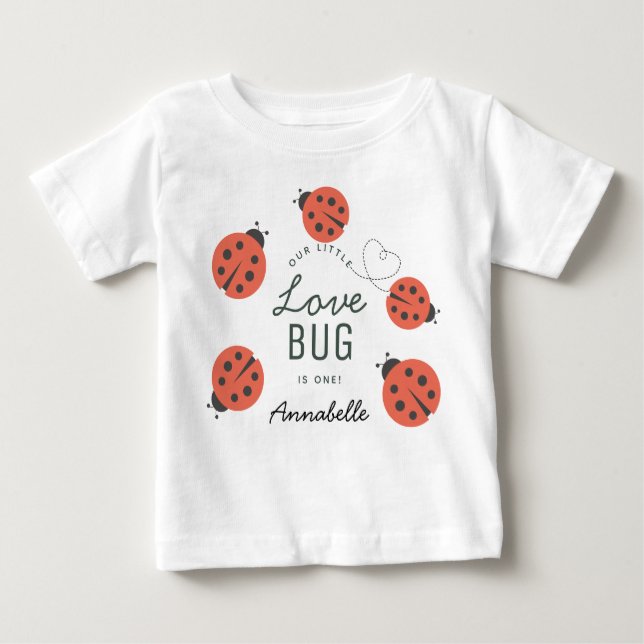 T-shirt Pour Bébé Petit Love Bug Red Ladybug Anniversaire (Devant)