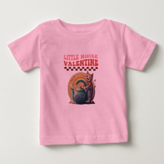 T-shirt Pour Bébé petit maître valentine souriant théière arc-en-cie (Devant)