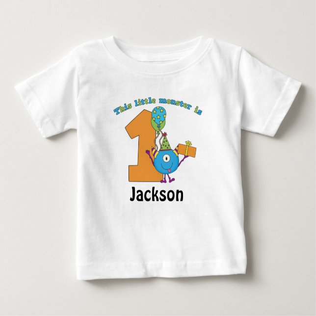 T-shirt Pour Bébé Petit Monster Enfants 1er anniversaire Personnalis (Devant)