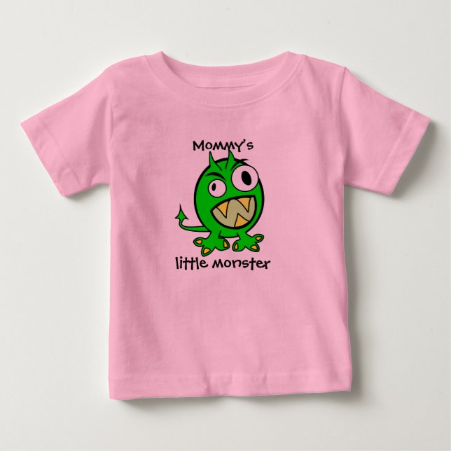 T-shirt Pour Bébé Petit Monstre de maman - Version verte (Devant)