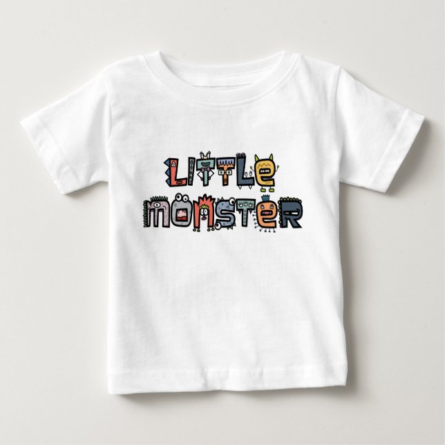T-shirt Pour Bébé Petit monstre - le texte gribouille (le pastel) (Devant)