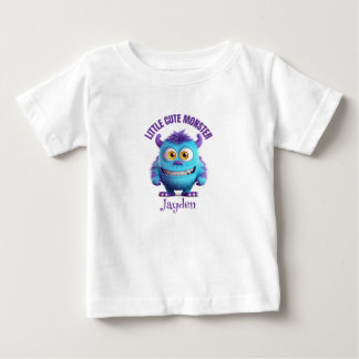 T-shirt Pour Bébé Petit Monstre Mignon Cornes Violettes Personnalisé