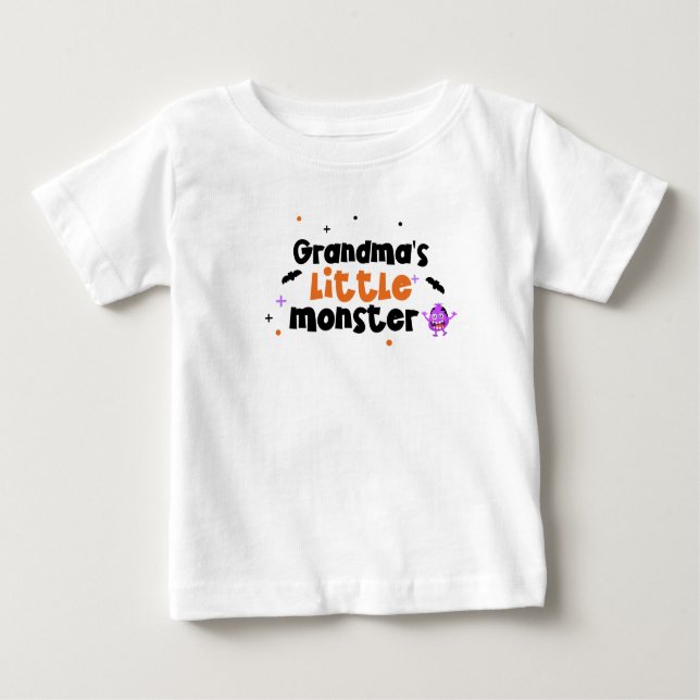 T-shirt Pour Bébé Petit monstre mignon de grand-mère Halloween (Devant)