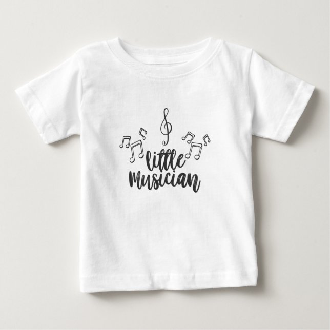 T-shirt Pour Bébé Petit musicien avec notes de musique treize clef (Devant)