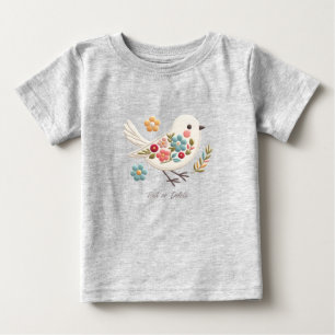 T-shirt Pour Bébé Petit Oiseau Blanc T-Shirt Floral Bébé
