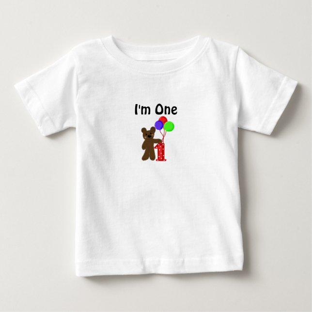 T-shirt Pour Bébé Petit Ours J'ai Un An (Devant)