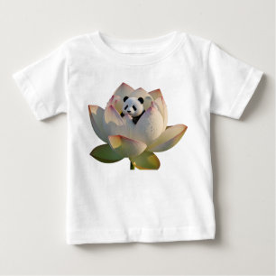 T-shirt Pour Bébé Petit panda grimpant une forêt de bambou cristalli