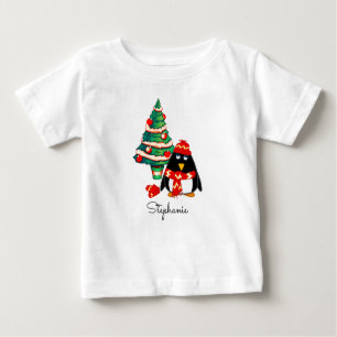 T-shirt Pour Bébé Petit Pingouin mignon   Nom personnalisé Cadeau de