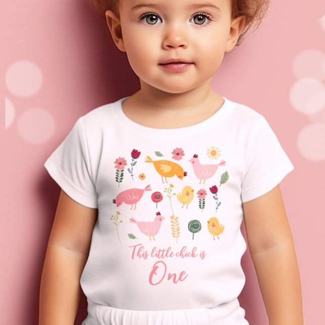 T-shirt Pour Bébé Petit Poussin Chemise Pâques Fille Ferme 1er Anniv (Créateur téléchargé)