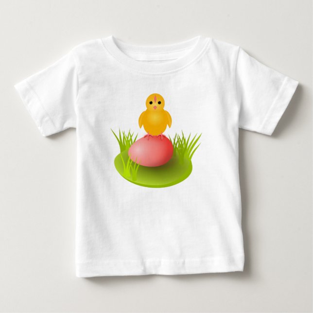 T-shirt Pour Bébé Petit poussin jaune et œuf (Devant)