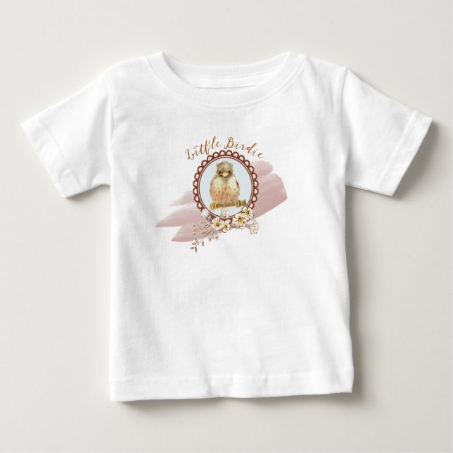 T-shirt Pour Bébé Petit Robin de bébé avec fleurs de champ (Devant)