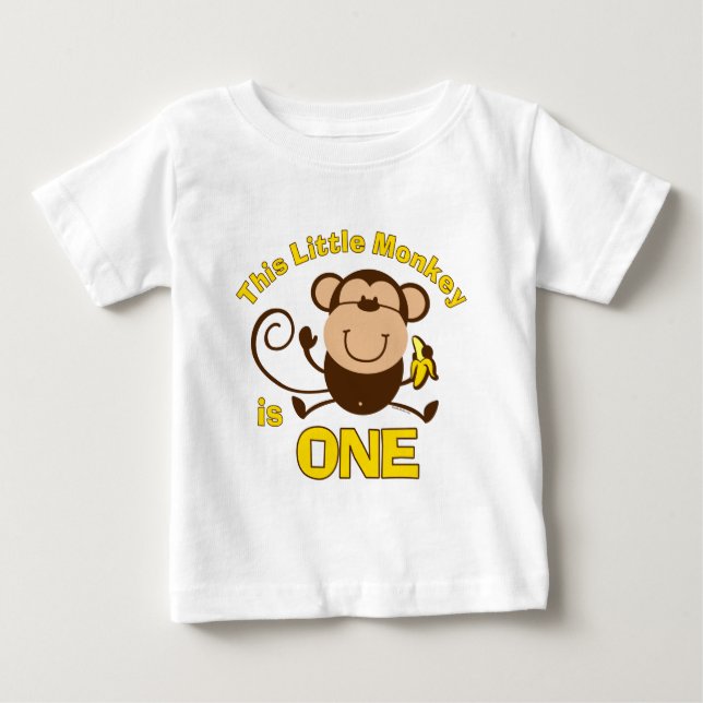T-shirt Pour Bébé Petit singe 1er anniversaire Garçon T-shirt bébé (Devant)