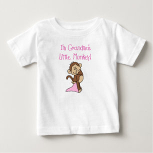 T-shirt Pour Bébé Petit singe de grand-mamans roses