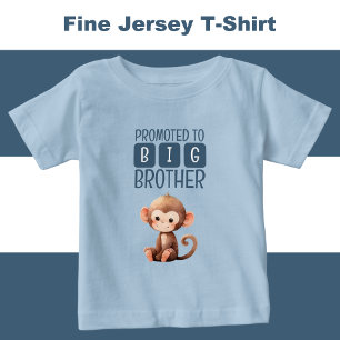 T-shirt Pour Bébé Petit singe grand frère bleu