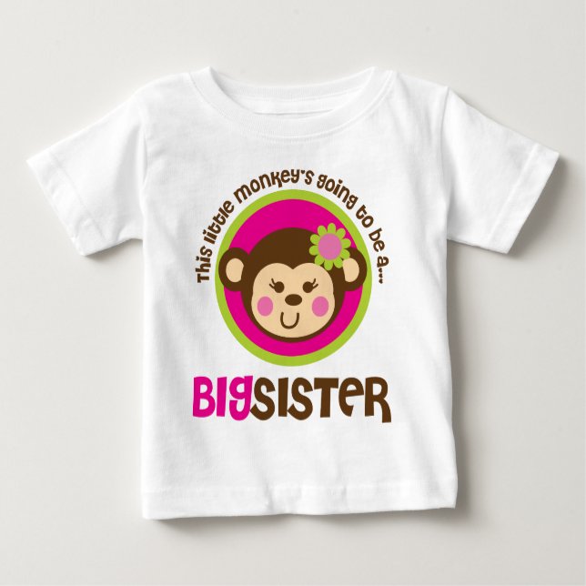 T-shirt Pour Bébé Petit Singe Va Être Une Grande Soeur (Devant)
