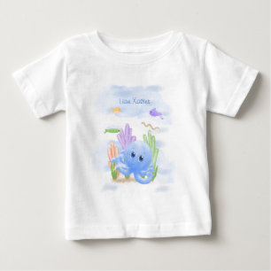 T-shirt Pour Bébé Petit T-Shirt Bébé Pieuvre Bleue