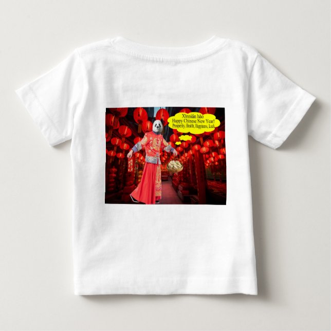 T-shirt Pour Bébé petit tee. Bonne année chinoise. panda/homme (Dos)