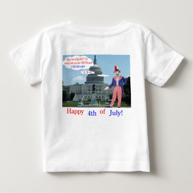 T-shirt Pour Bébé petit tee. Joyeux 4ème. rat/unclesam (Dos)