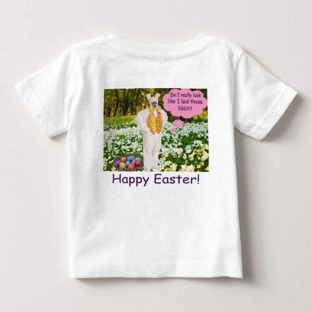 T-shirt Pour Bébé petit tee. Joyeux Pâques. klipspringer/lapin (Dos)