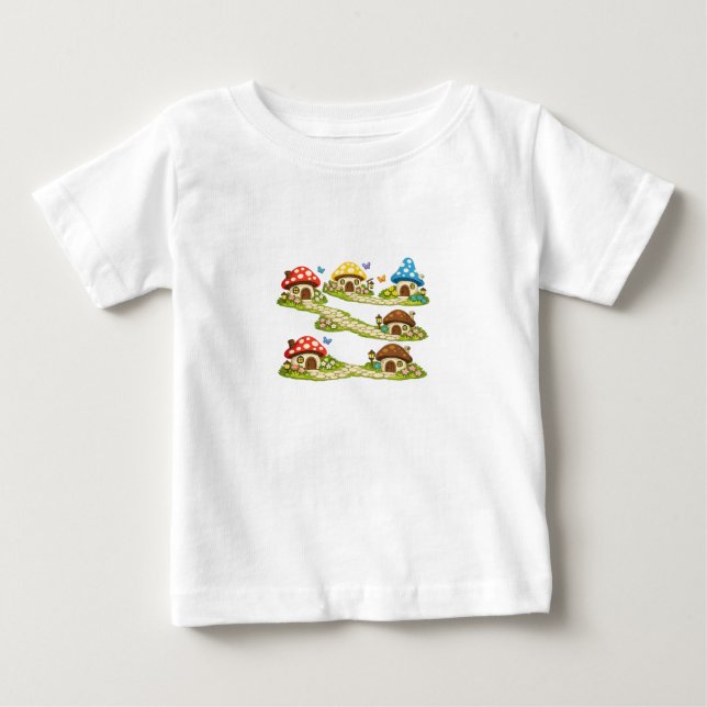 T-shirt Pour Bébé Petit village de champignons (Devant)
