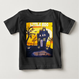 T-shirt Pour Bébé Petite Boo Haunted Maison Halloween Aquarelle